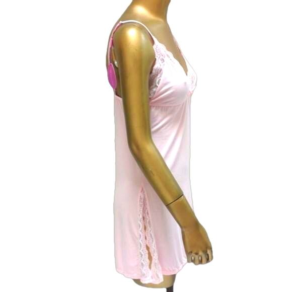 Women’s Lace Trim Chemise NWT Pink Nightie Size Large - Picture 5 of 10